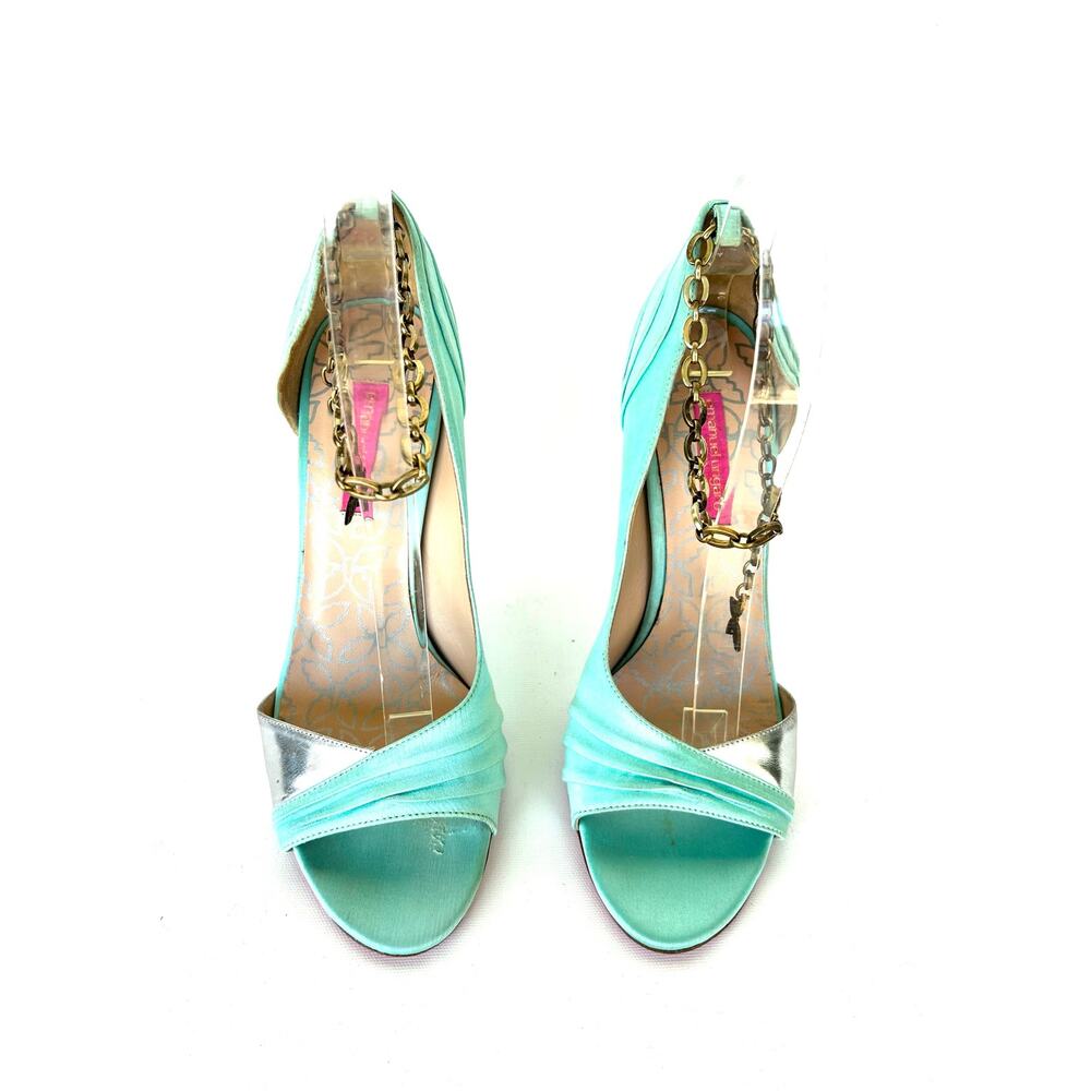 Vintage Y2K Ungaro Butterfly Charm Anklet Chain Heels Green Fairy 39.5 US 9.5 - Picture 3 of 14